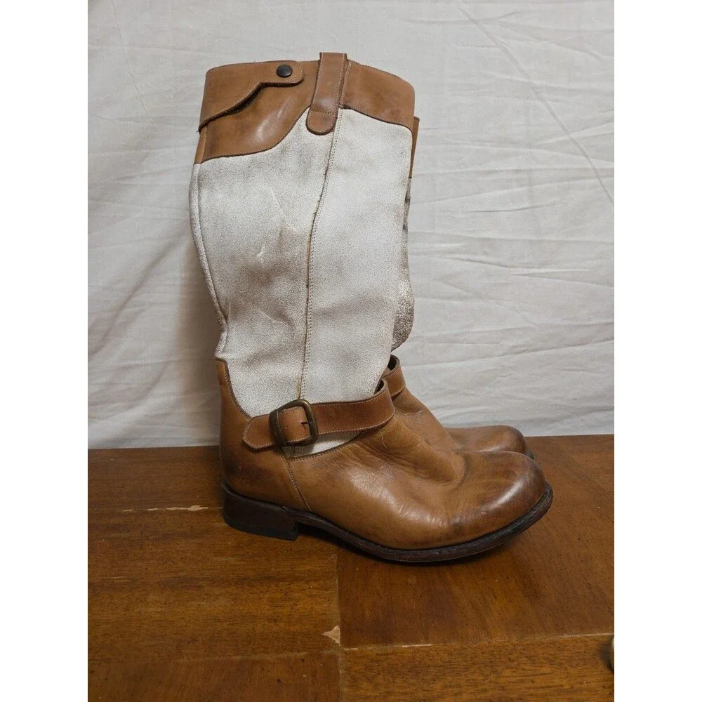 Stetson Women's Mia Western Boots Brown White Leather Size 9.5